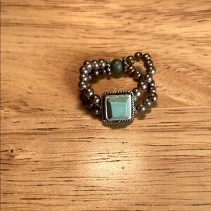 Silpada Turquoise and Silver Beaded Ring